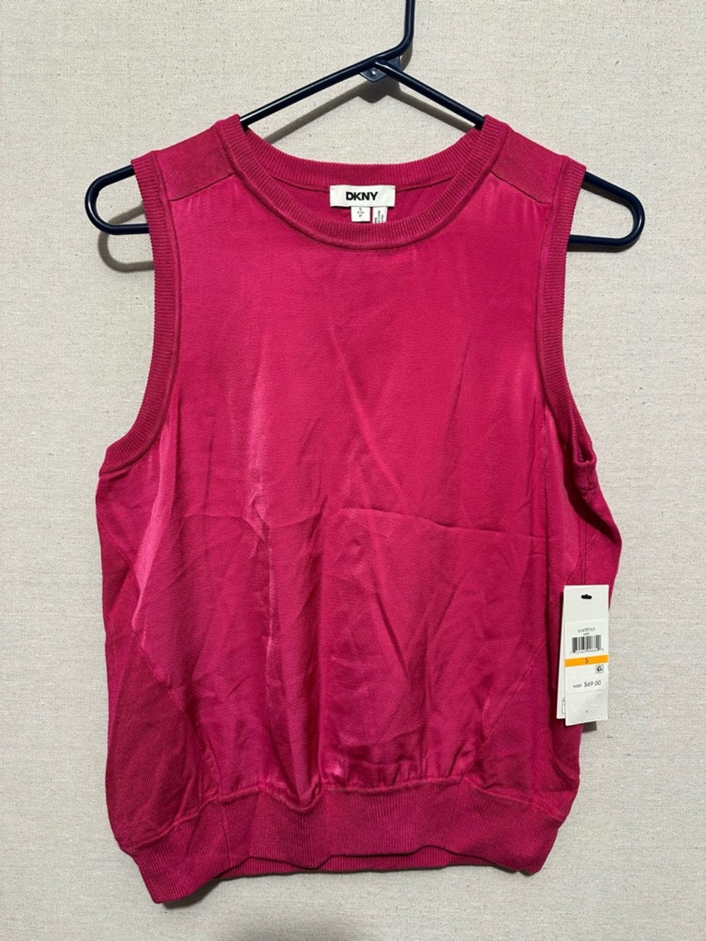 NWT DKNY Sleeveless Satin/Knit Tank - size S